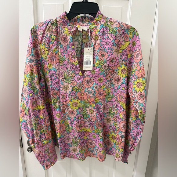 NWT Fun Boden Floral Blouse w Ruffle Collar and Cinched Sleeves, Sz 6 - Picture 1 of 5